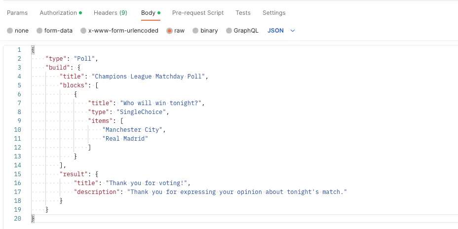 API Riddle Builder-Anfrage