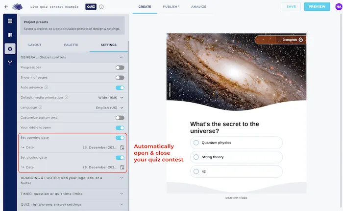 Öffnen und schließen Sie Ihren Online-Quiz-Wettbewerb automatisch zu jedem Datum oder jeder Uhrzeit
