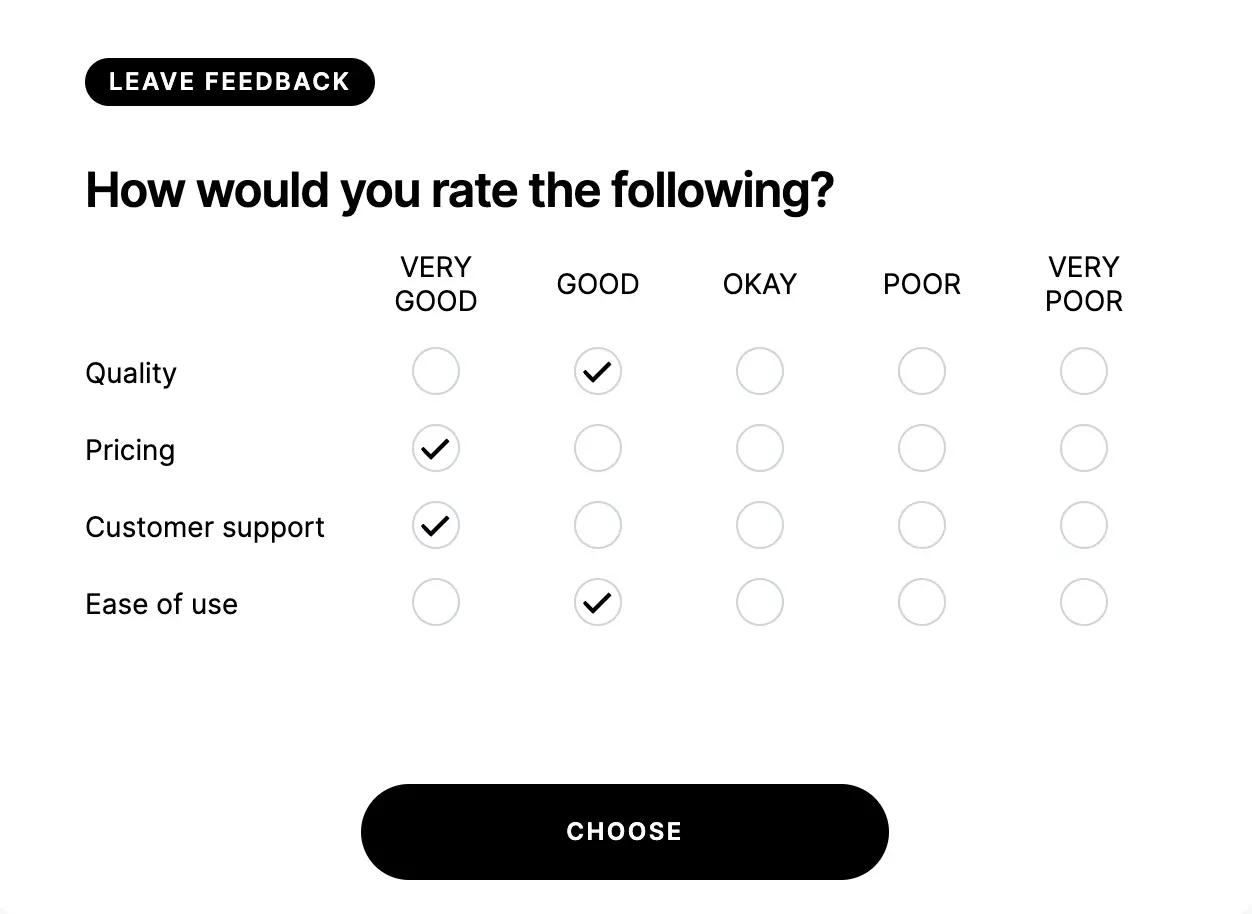 Multi question likert scale example