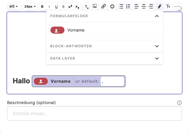 Variablen in Quiz Fragen nutzen, um dynamische Inhalte zu erstellen